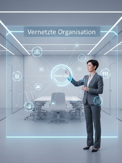 NORA 360 holographische Benutzeroberfläche mit vernetzten Organisationsstrukturen