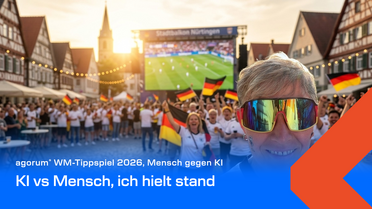 Daniela Lutz im Deutschland-Trikot beim Public Viewing, Teaserbild zum WM-Tippspiel Mensch gegen KI