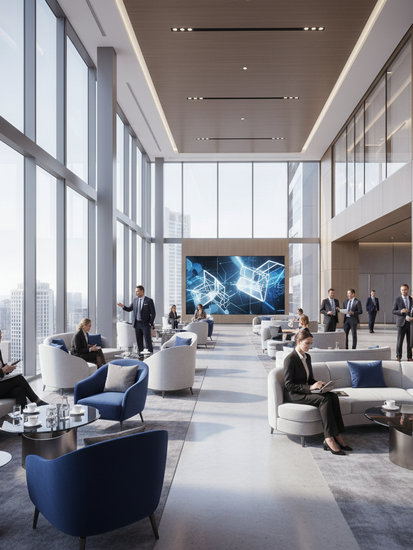 Modernes Tagungshotel Lobby mit Business Professionals