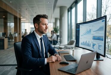 IT-Entscheider prüft am Monitor die KI-Nutzung und die Kosten verschiedener Modelle im Überblick