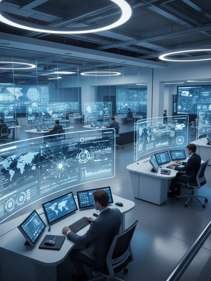 Modernes Telekommunikationssoftware-Kontrollzentrum mit Netzwerkanalyse-Dashboards