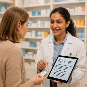 Digitale Beratung in der Apotheke mit Tablet
