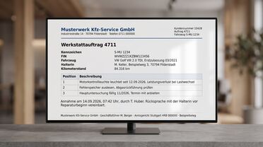 Werkstattauftrag einer Kfz-Werkstatt in der digitalen Fahrzeugakte, Beispielakte in agorum core