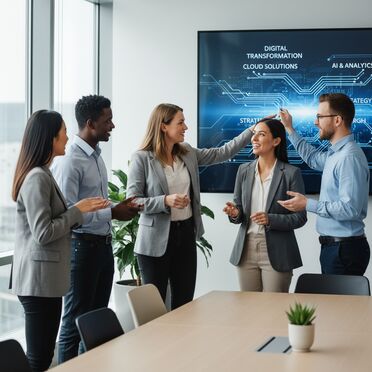 IT-Beratungsteam bei Kundenpräsentation