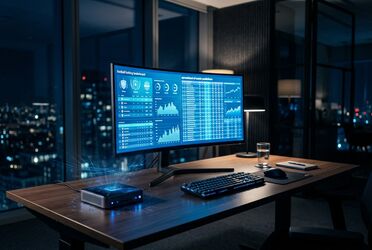 Bildschirm mit Tippspiel-Tabelle und Ergebnisprognosen, symbolisch fuer einen autonomen KI-Agenten bei der taeglichen Arbeit