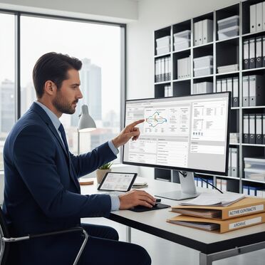 Einkaufsleiter prüft Lieferantenverträge digital