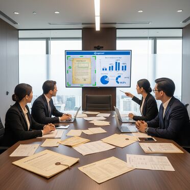 Team bespricht OCR-Digitalisierungsprojekt mit verschiedenen Dokumenttypen
