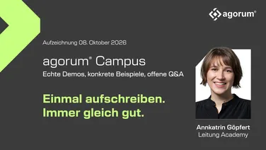 agorum® Campus Folge 5, Aufzeichnung vom 8. Oktober 2026 mit Annkatrin Göpfert, Leitung Academy