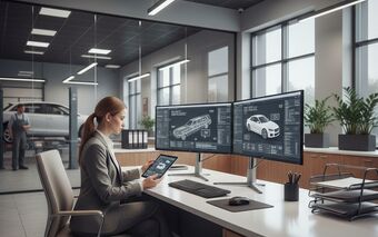 Telematik Expertin bei der Arbeit