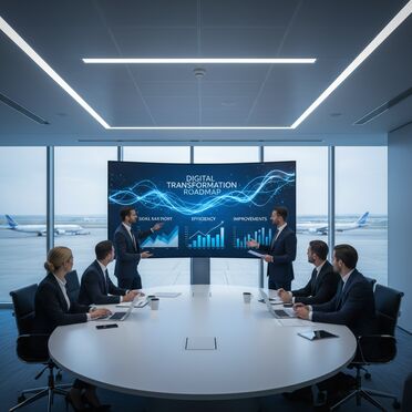 Präsentation digitaler Lösungen für Flughafenlogistik