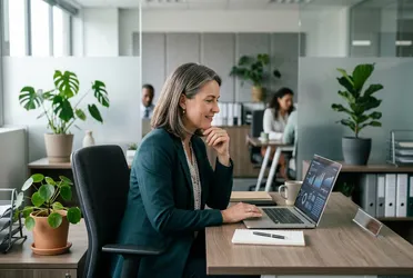 HR-Managerin durchsucht digitale Personalakten mit der KI-Suchmaschine ALBERT | AI für HR-Prozesse