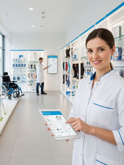 Modernes Sanitätshaus mit digitaler Transformation