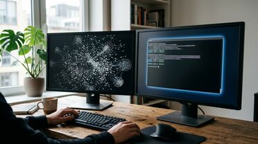 Vergleich der beiden Ansätze nebeneinander. Links ein komplexer Vektor-Index, rechts eine schlanke iterative Suche, wie sie Agentic Search verwendet.