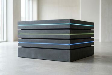 Symbolisches Schichtfundament als Architekturbild fuer die KI-Business-Plattform agorum core pro