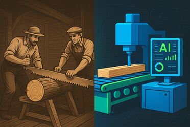 Evolution der Arbeit - Von Handwerk zu KI Vergleich zwischen traditioneller Handarbeit und moderner KI-gestützter Automatisierung