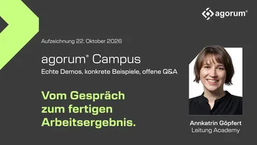 Teaserbild agorum® Campus Folge 6, Aufzeichnung vom 22. Oktober 2026 mit Annkatrin Göpfert