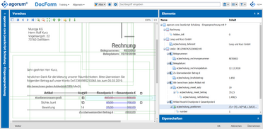 Eingangsrechnung bei Frischer Nordwind Ein Screenshot zeigt die Digitalisierung einer Eingangsrechnung im Dokumentenmanagement-System für Frischer Nordwind.