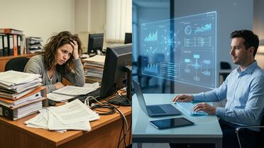 Vergleich: Klassisches Dokumentenmanagement versus moderne KI-Plattform mit autonomen Agenten