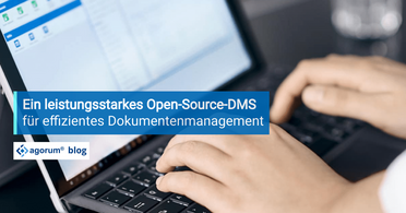 Leistungsstarkes Open-Source-DMS für Dokumentenmanagement Ein Laptop zeigt die Benutzeroberfläche eines Open-Source-DMS für effizientes Dokumentenmanagement.