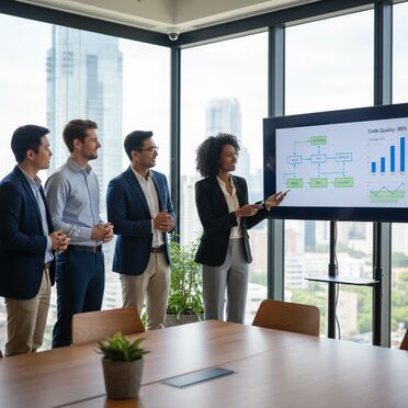 Entwicklerteam bei Digitalisierungspräsentation