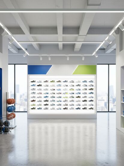 Moderner Sportartikelhandel mit digitaler Ausstattung