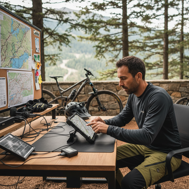 Tour Guide mit Tablet bei Routenplanung