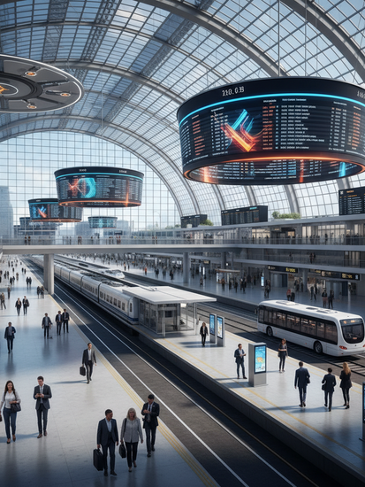 Moderne Transportinfrastruktur mit digitalen Anzeigesystemen