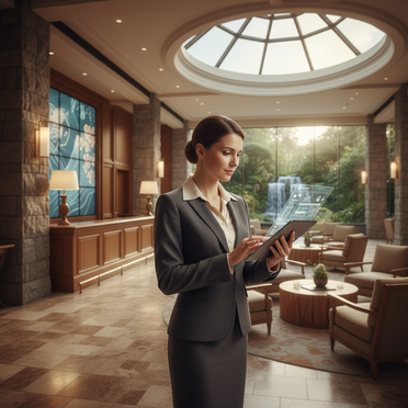 Hotelmanager analysiert digitales Gästefeedback