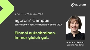 agorum® Campus Folge 5, Aufzeichnung vom 8. Oktober 2026 mit Annkatrin Göpfert, Leitung Academy