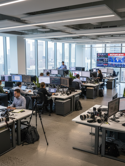 Modernes Newsroom einer Nachrichtenagentur