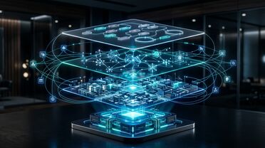 KI-Plattform-Ökosystem mit strukturiertem Datenkern, KI-Agenten und autonomen Workflows
