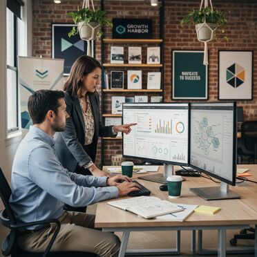 Marketing und Vertriebsteam arbeitet mit CRM-System