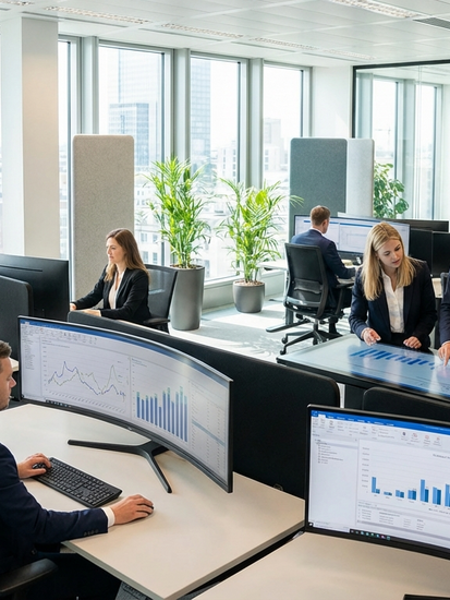 Digitale Steuerberatungskanzlei mit modernen Arbeitsplätzen