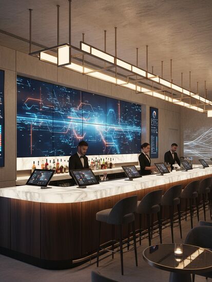 Moderne Bar mit digitalen Elementen