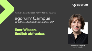 agorum® Campus Session 4 – Euer Wissen. Endlich abfragbar. Webinar am 24. September 2026 mit Annkatrin Göpfert