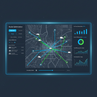 Dashboard für digitale Routenoptimierung mit Lieferwegen